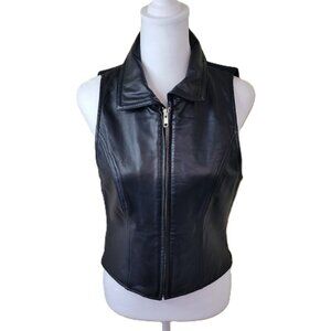 Vintage Limited America Leather Black Vest Women's Size Small
